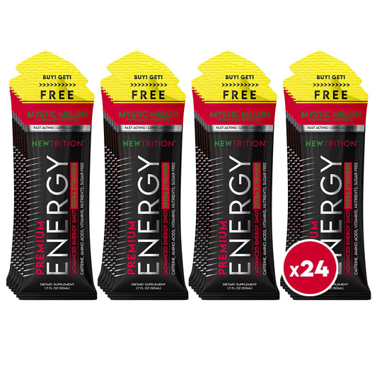 NewTrition Mystic Melon energy shot bottle delivers a fast caffeine boost for focus