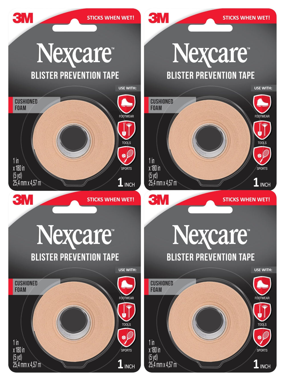 Nexcare blister prevention tape roll cushions skin against rubbing during activity