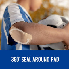 Nexcare Duo Bandages case supports knee and elbow areas during sports.