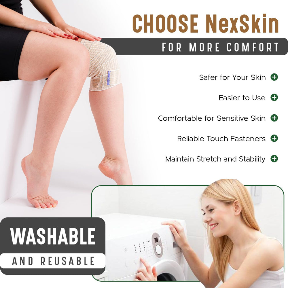 NexSkin adjustable length bandage up to 15 feet for customized pressure.
