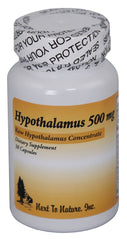 Next To Nature Hypothalamus 500 mg bottle, bovine glandular concentrate for wellness routines.