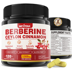 Nextdia 2-pack berberine bottle front for daily supplement routine