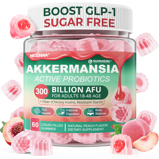Nextdia Akkermansia Gummies packaging highlights brand and product ready for daily gut support