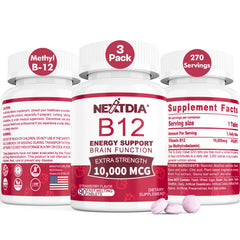 Nextdia B12 sublingual tablet dissolving under tongue for quick energy support.