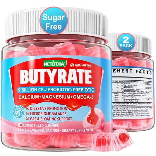 Nextdia Butyrate Gummies outer layer close-up, sugar-free and easy to chew.