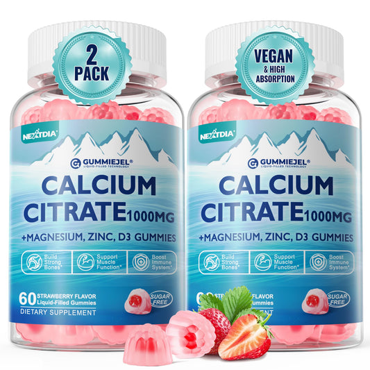 Nextdia calcium citrate 1000mg bottle close-up highlighting bone support