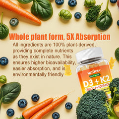 Nextdia D3K2 gummies with algae omega-3 for heart and joints.
