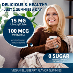 Nextdia gluten-free folate gummies on a clean counter offer a sugar-free daily option.
