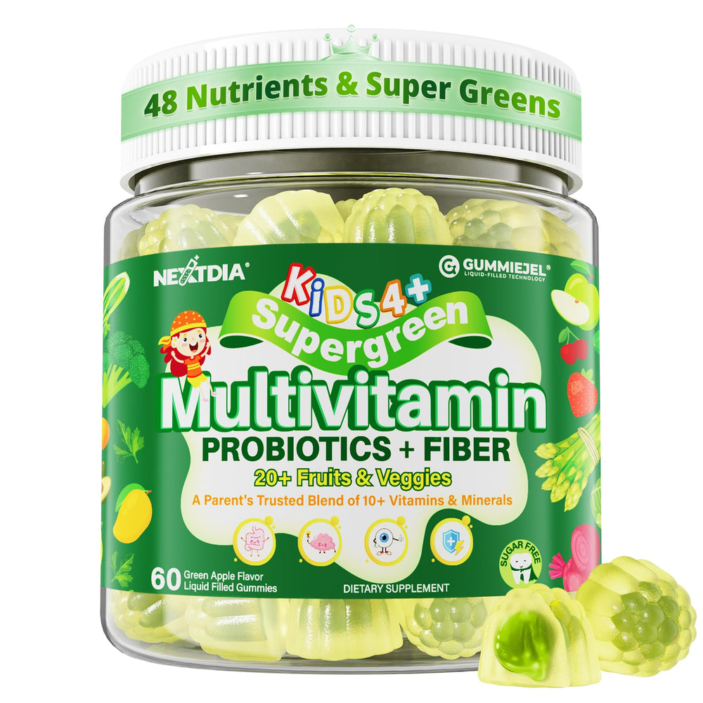Nextdia Kids Multivitamin Gummies bottle highlights packaging and daily nutrition.