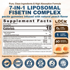 Nextdia gummies close-up highlighting 200mg fisetin for targeted cellular rejuvenation potential.