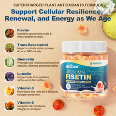 Nextdia Liposomal Fisetin Gummies labeling clearly states 200 mg fisetin per gummy
