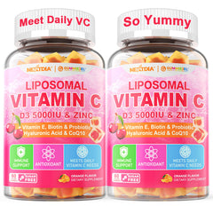 Nextdia liposomal vitamin C gummies with D3 and zinc in a pack for daily wellness.