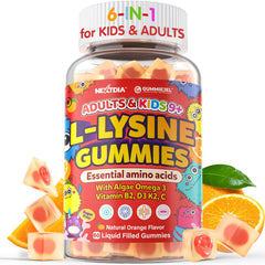 Nextdia L-Lysine gummies bottle with omega-3 for daily immune support.