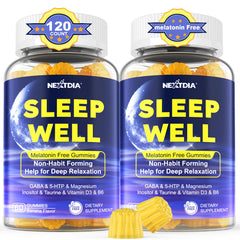 Nextdia melatonin-free sleep gummies bottle for a calm nightly routine.
