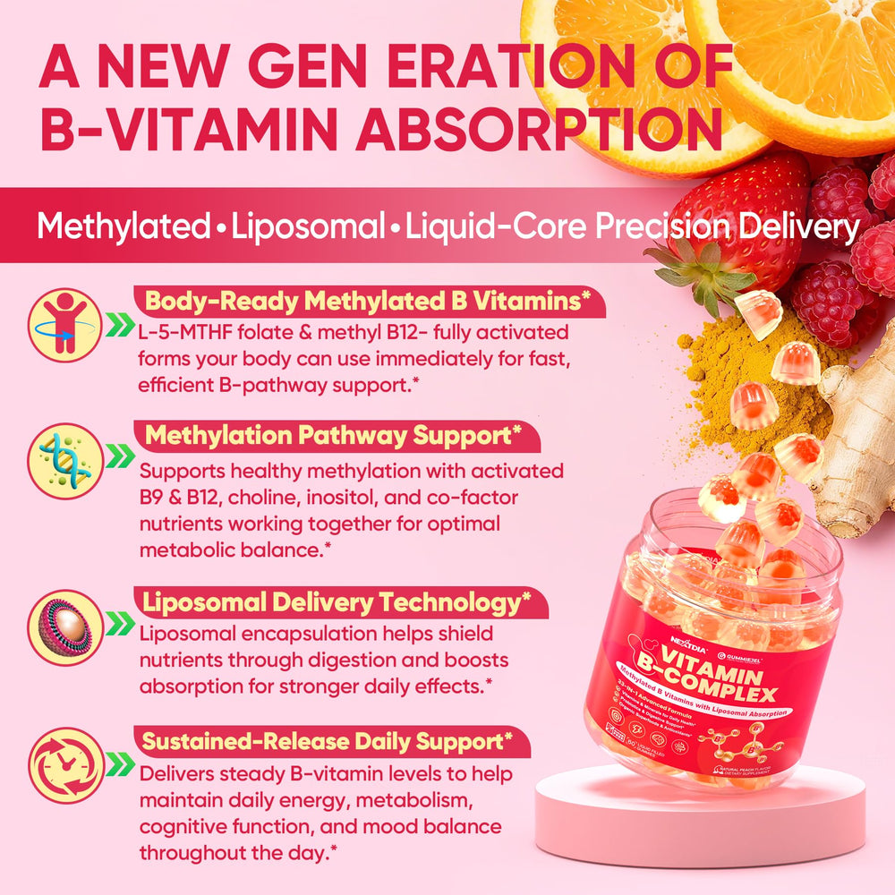 Nextdia methylated B-complex bottle-label highlighting ingredients