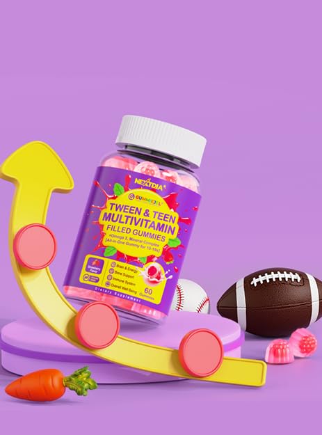 Nextdia multivitamin filled gummies bottle nutrition label reveals transparent ingredients.