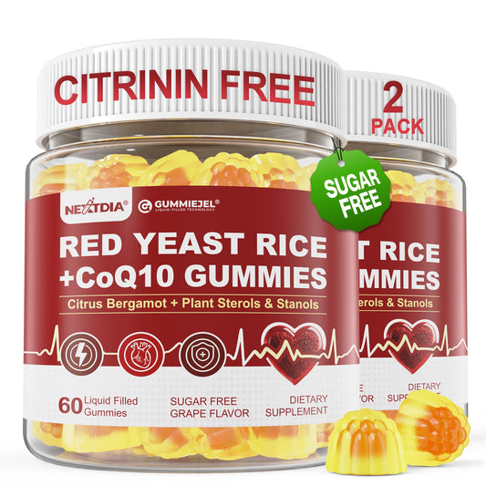 Nextdia red yeast rice gummies jar shown for daily heart health support