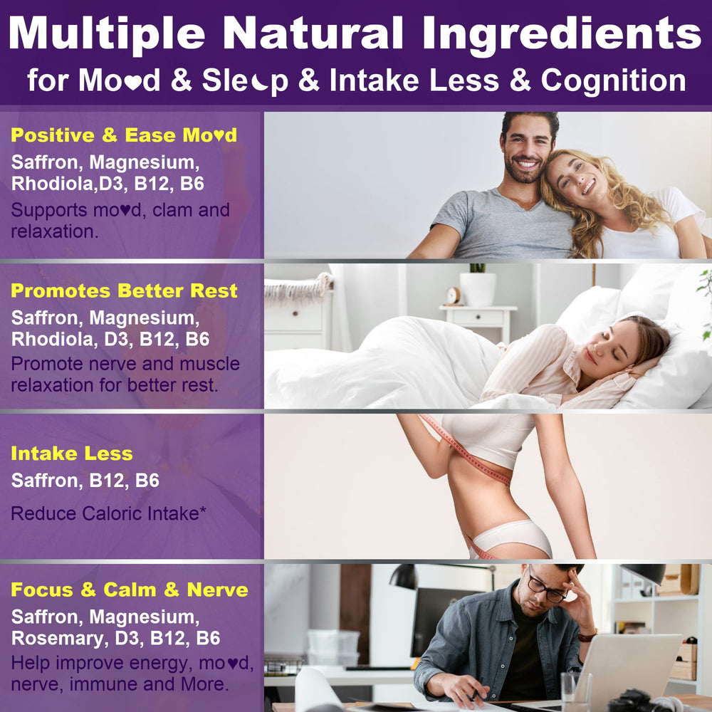 Ingredients panel on Nextdia saffron gummies highlighting saffron and minerals