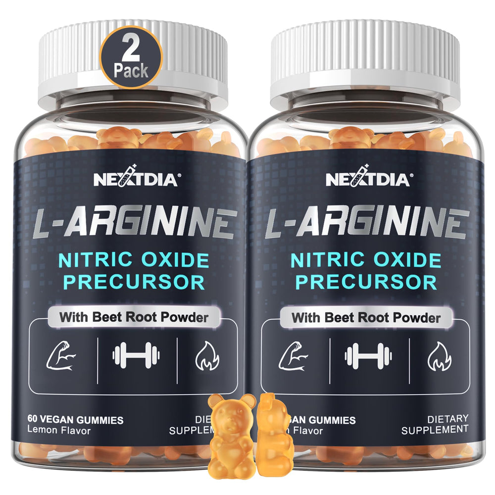 Nextdia Sugar Free L Arginine Gummies packaging front, a convenient daily wellness option.