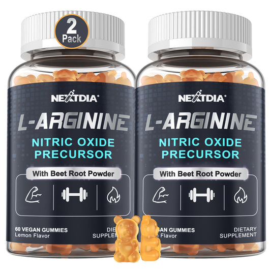 Nextdia Sugar Free L Arginine Gummies packaging front, a convenient daily wellness option.