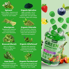 Nextdia Super Greens Gummies grape close-up showcases chewy texture.