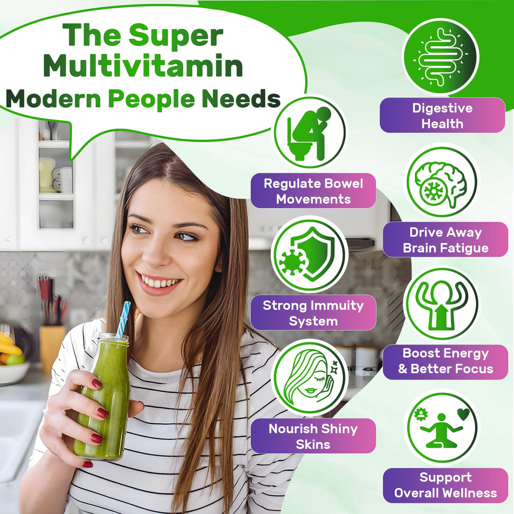 Nextdia Super Greens bottle alongside glass reinforces convenient daily use.