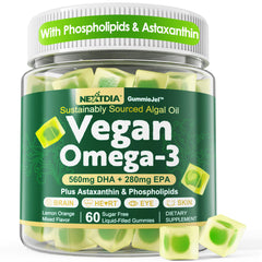 Nextdia vegan omega3 gummies liquid core for potent daily brain support