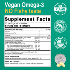 Nextdia vegan omega3 softgels close-up highlighting plant-based DHA and EPA.