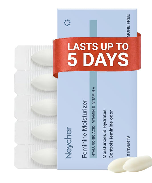 Neycher hyaluronic acid inserts packaging showcases premium moisturizing formulation.