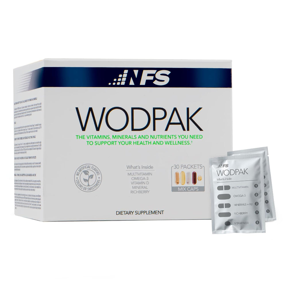NF Sports WODPAK bottle with berry softgel vitamins for daily wellness