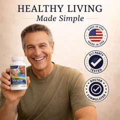 NHS Global Prostate Miracle bottle pour demonstrates easy daily dosage routine.