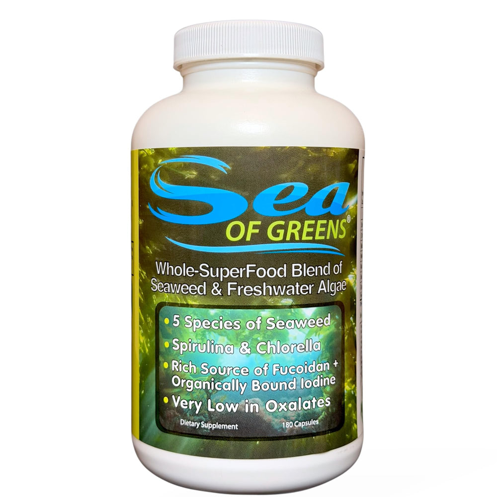 NHS Global Sea of Greens bottle front showcasing ocean nutrition capsules for daily wellness.