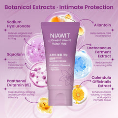 NIAWIT Estrogen Cream texture swirl highlights rich moisture and smooth feel.
