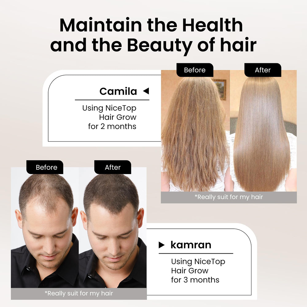 Nicetop hair care routine shot showing daily use after meals