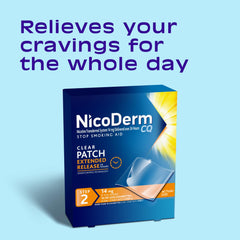 NicoDerm CQ Step 2 patch pack open ready for single daily wear.