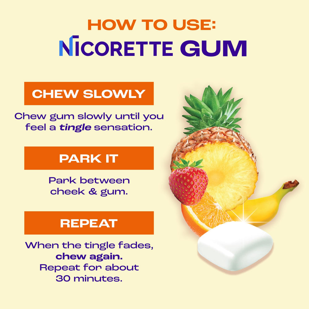 Nicorette 2 mg gum crumb-free pack supports mess-free handling.
