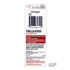 Nicorette Fruit Chill flavor label signaling refreshing taste