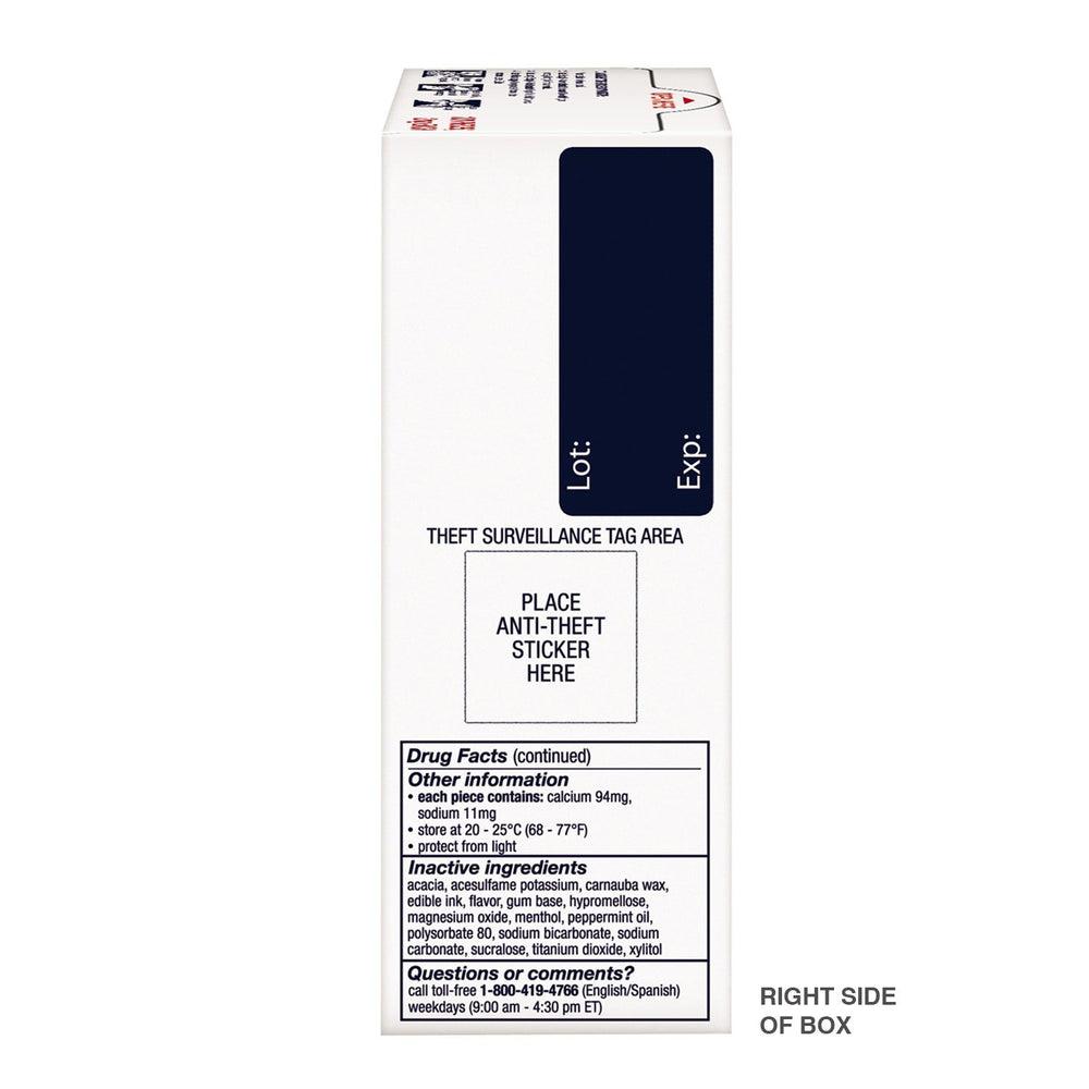 Nicorette Fruit Chill pack in hand for portability and quick relief