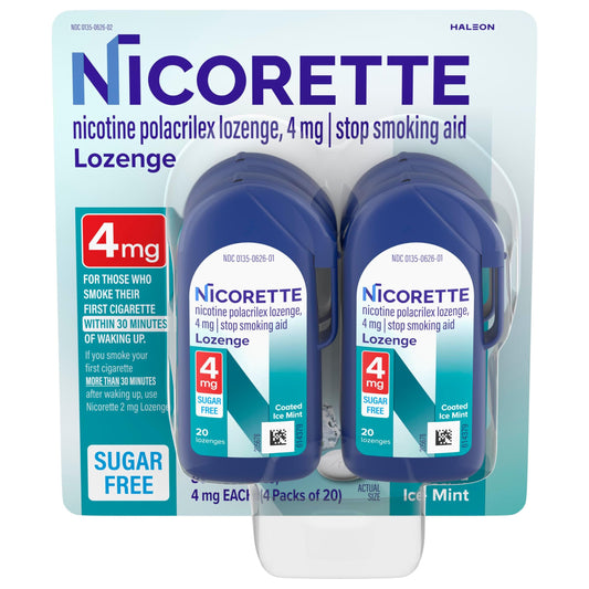 Nicorette Ice Mint lozenge box for on-the-go quit support.