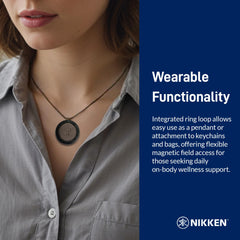 Nikken Kenko PowerChip Black packaging, compact pull-and-go design for on-the-go use.