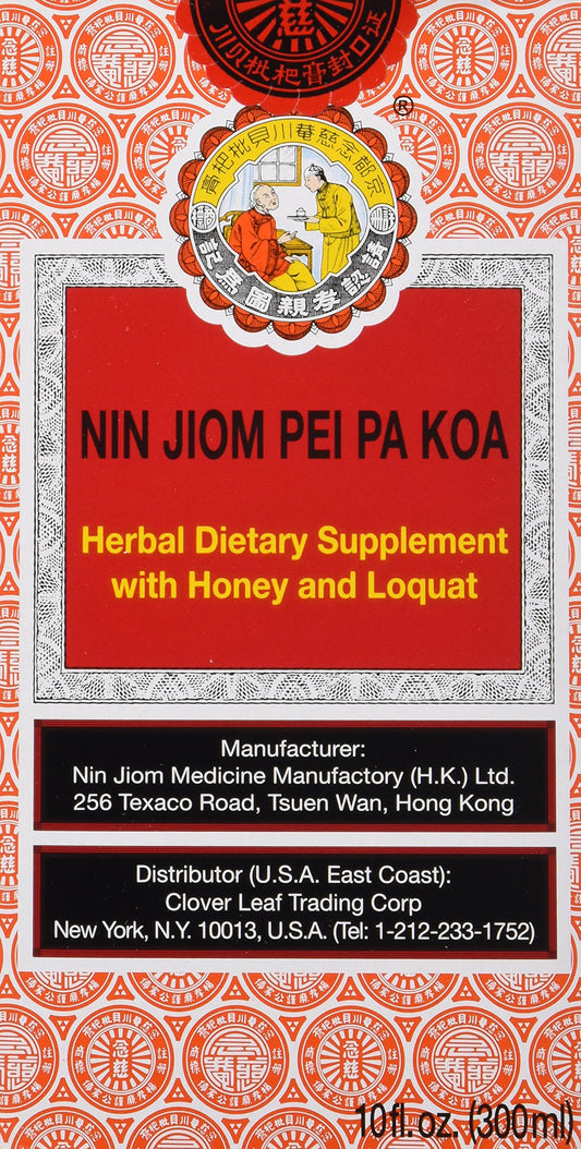 Nin Jiom Pei Pa Koa syrup bottle for throat comfort and aroma