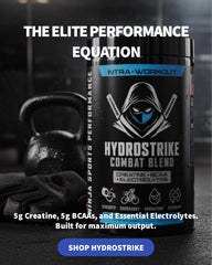 Ninja HydroStrike Combat Blend label front highlights zero sugar formula and BCAAs