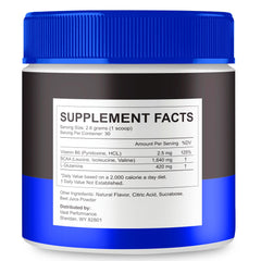 NitricBoost Ultra Powder bottle front shows bold formula for energy and blood flow