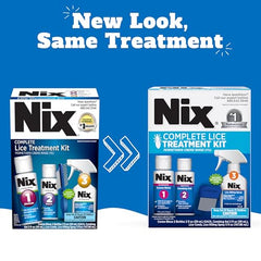 Nix creme rinse application close-up shows lice-killing formula in action.
