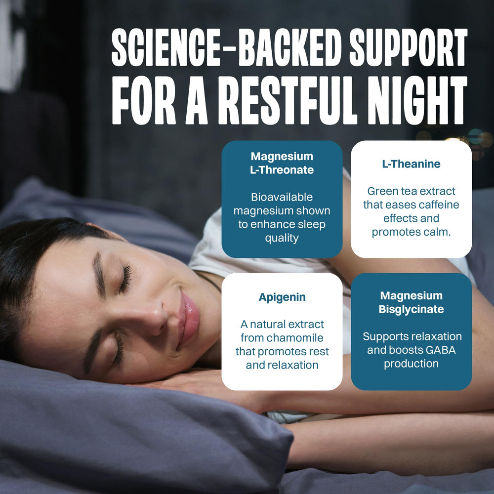 Close-up of No Days Wasted ingredients showing Apigenin and L-Theanine for calm evenings.