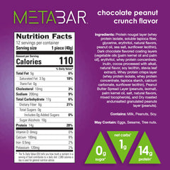 No Sugar META BAR bars close-up showing chewy caramel and crunchy peanuts.