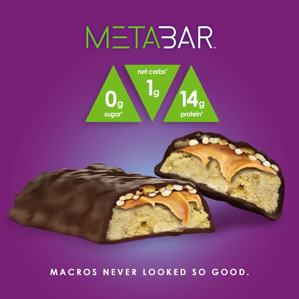 No Sugar META BAR peanuts cross-section reveals texture and density.
