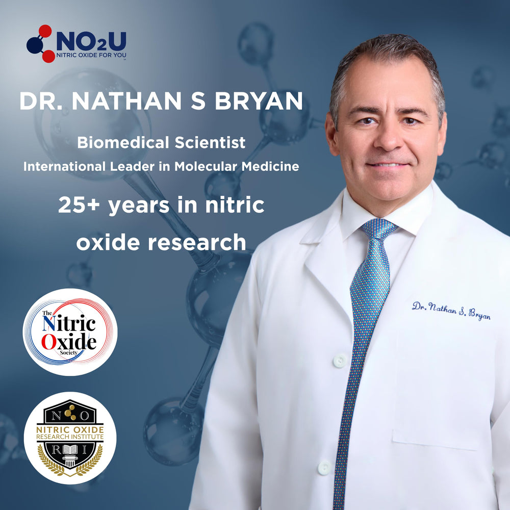 NO2U Bryan NITRICEUTICALS packaging back showing contents and notes.