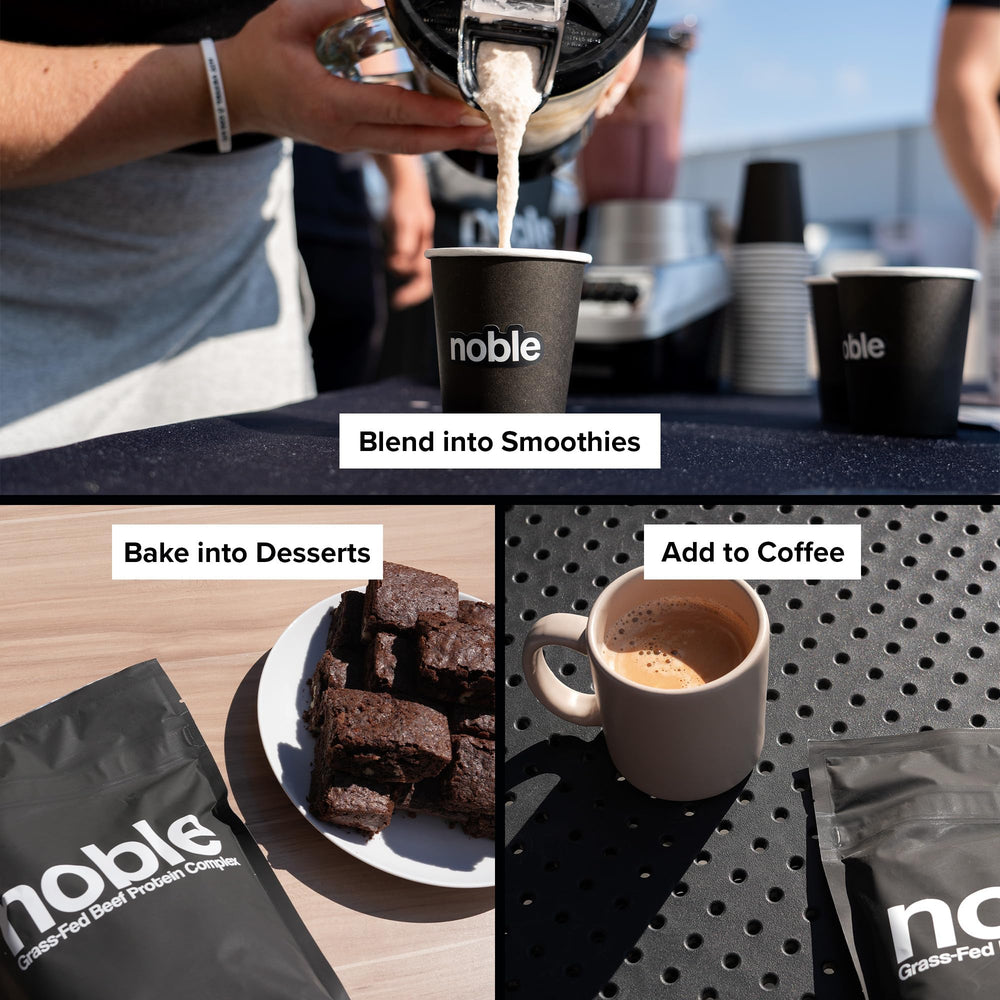 Noble Origins whey-free, seed-oil-free label signals clean, easily digestible nutrition.