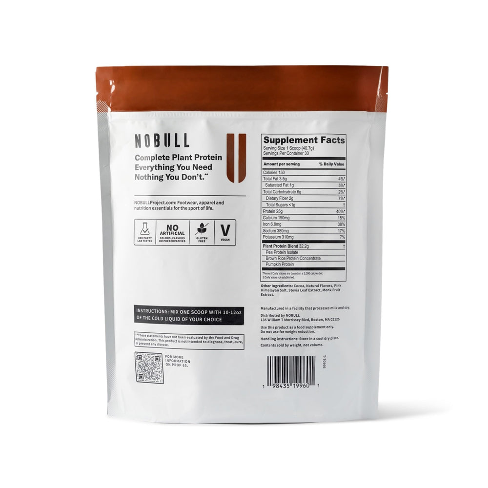 NOBULL plant protein powder scoop highlights easy mixing for training days.